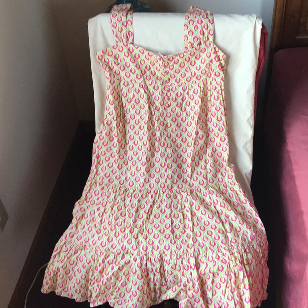A fabulous pink and green summer dress